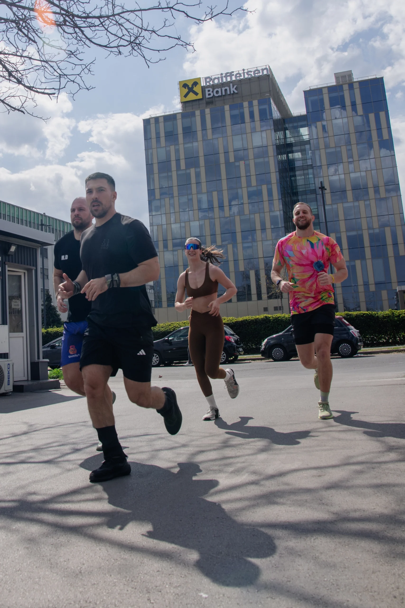 Athletes running through Belgrade